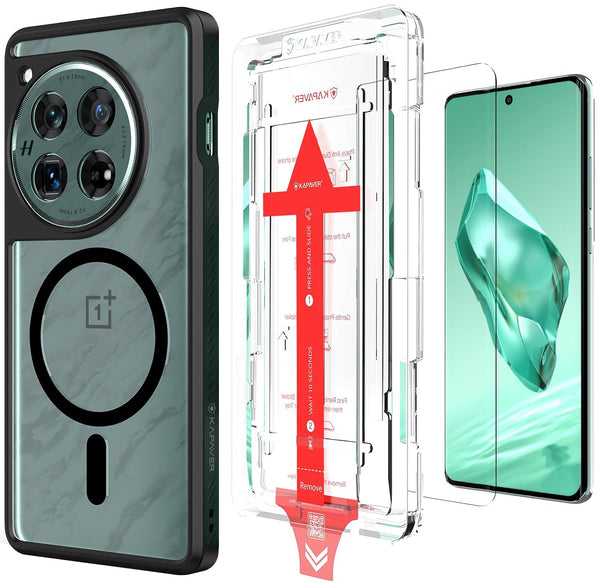 OnePlus 12 Back Cover Case With Glass | Mag-X - Black Case with Glass