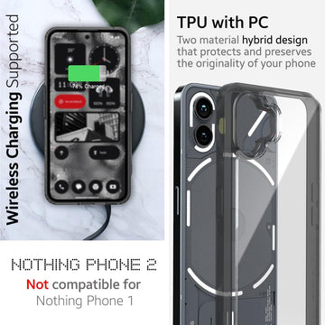 Nothing Phone 2 Impulse Back Cover Case with 1 PACK GLaS Tempered Glass Screen Protector Guard - Smoke Black