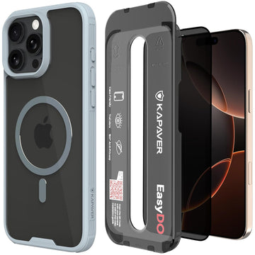 iPhone 16 Pro Max Back Cover Case With Glass | Mag-X - Gray Case with Privacy Glass