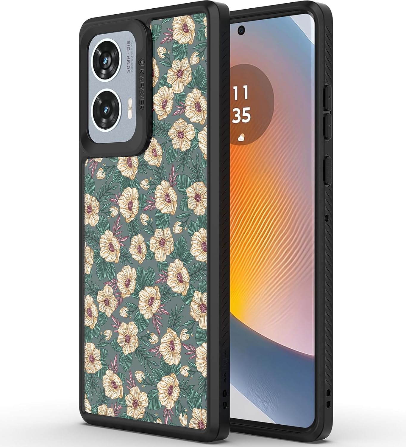 Moto Edge 50 Fusion Back Cover Case | Impulse - Black (Floral Bloom)