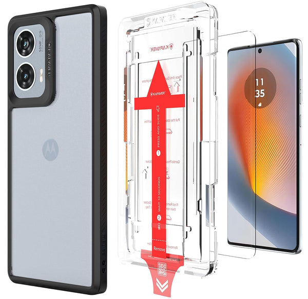 Motorola Edge 50 Fusion Back Cover Case With Glass |  Impulse - Black Case with Glass