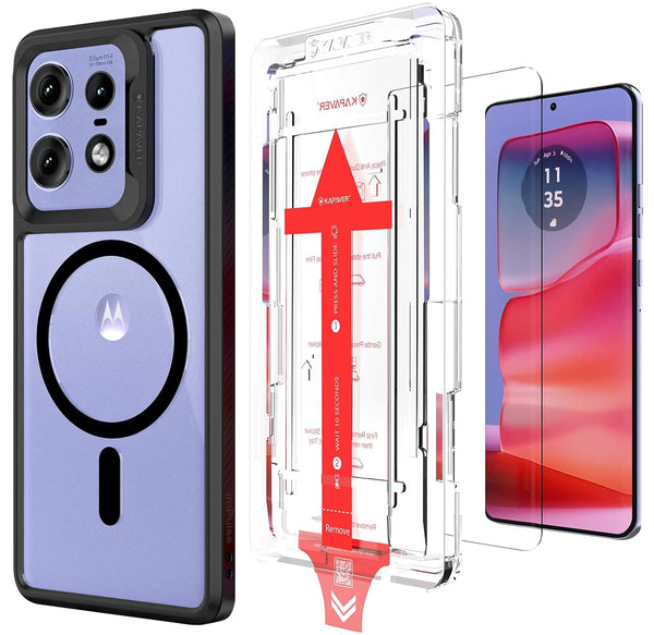 Moto Edge 50 Pro Back Cover Case With Glass | Mag-X - Black Case with Glass