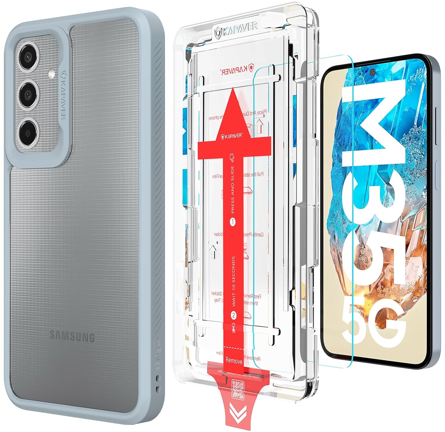 Samsung Galaxy M35 Back Cover Case With Glass | Impulse - Gray Case with Glass