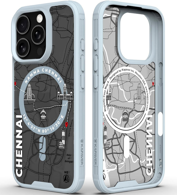 iPhone 16 Pro Back Cover Case | GPS Edition (Namma-Chennai) Mag X - Gray
