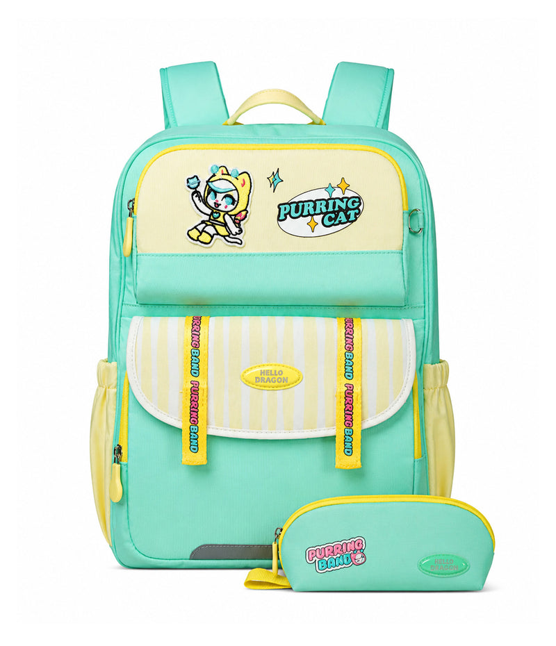 HELLO DRAGON AGS Kids School Backpack | Age 4-7Yrs -Light Green (22L)