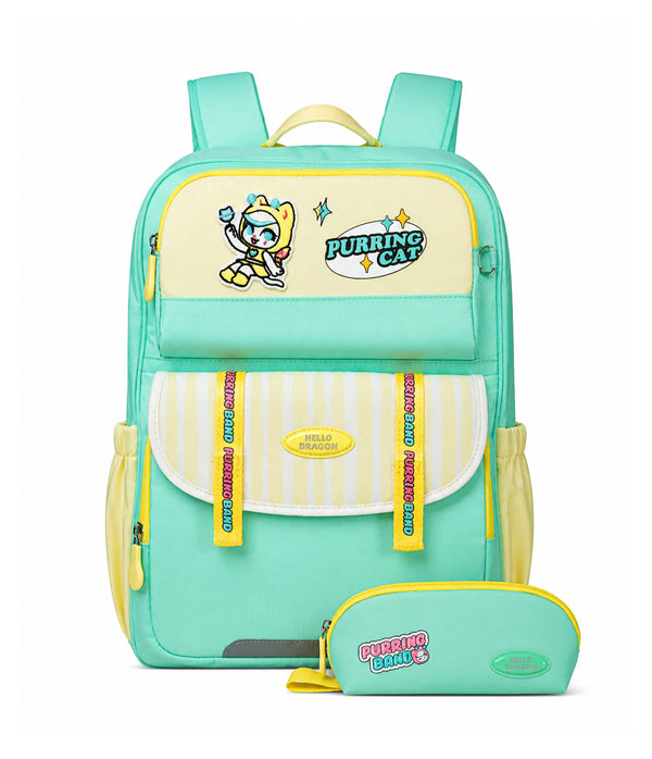 HELLO DRAGON by Kapaver AGS Kids School Backpack for Boys & Girls -Light Green (22L)