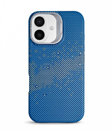 iPhone 16 Back Cover Case | Carbon Fiber Kickstand Mag-X - Galaxy Blue