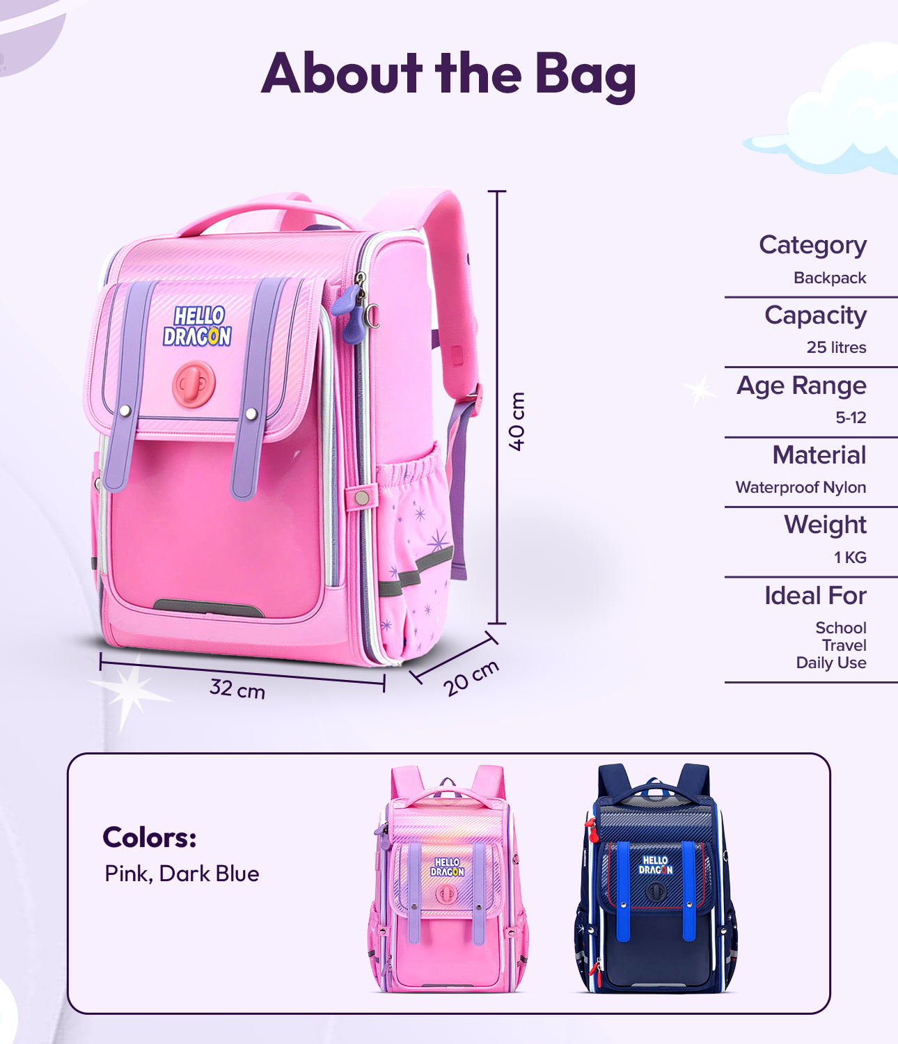 Stylish kids backpack