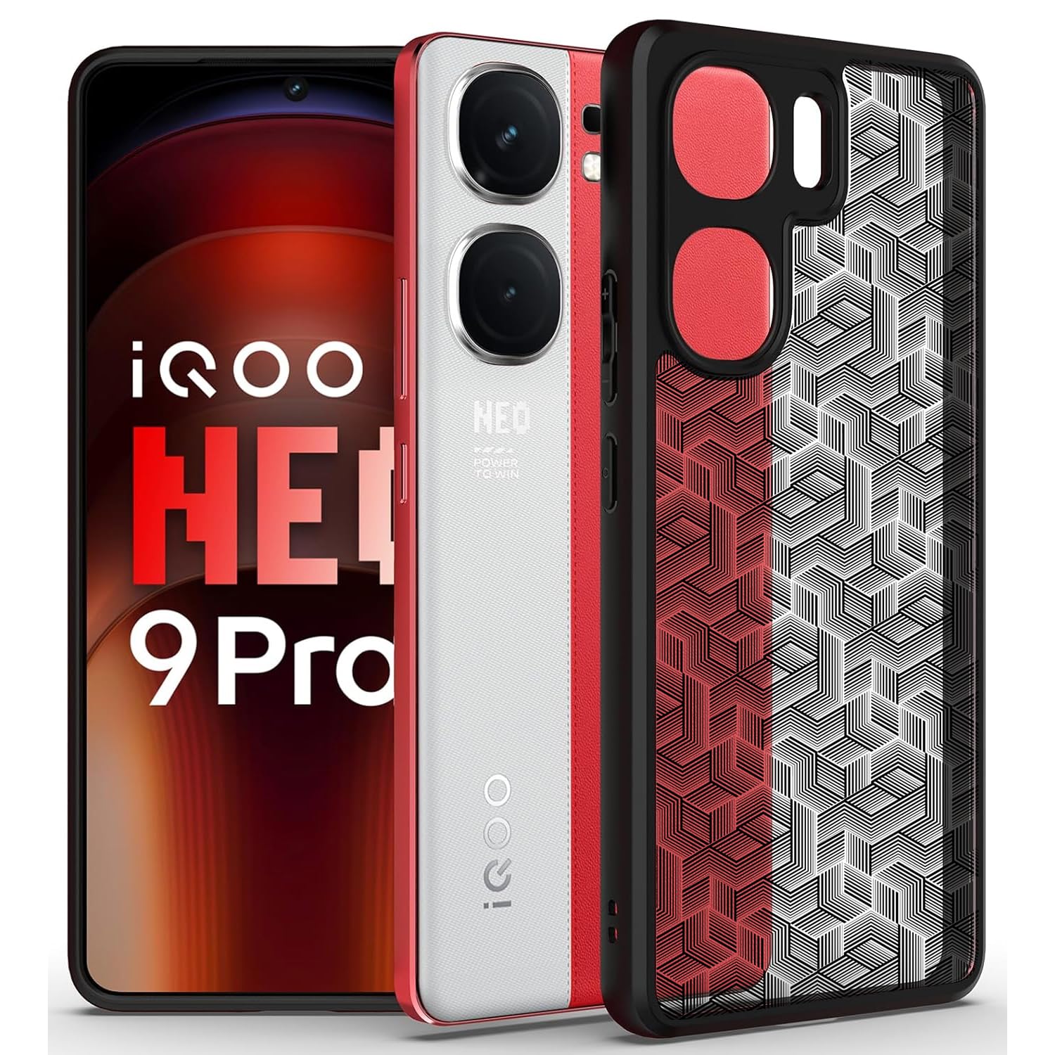 iQOO Neo 9 Pro Back Cover Case | Hybrid - (Stripe Cube Black)