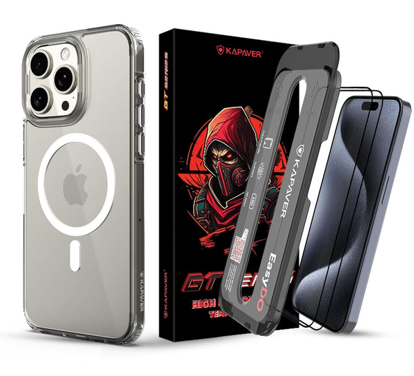 iPhone 15 Pro Max Back Cover Case With Glass | Mag-X - Clear Case with Glass