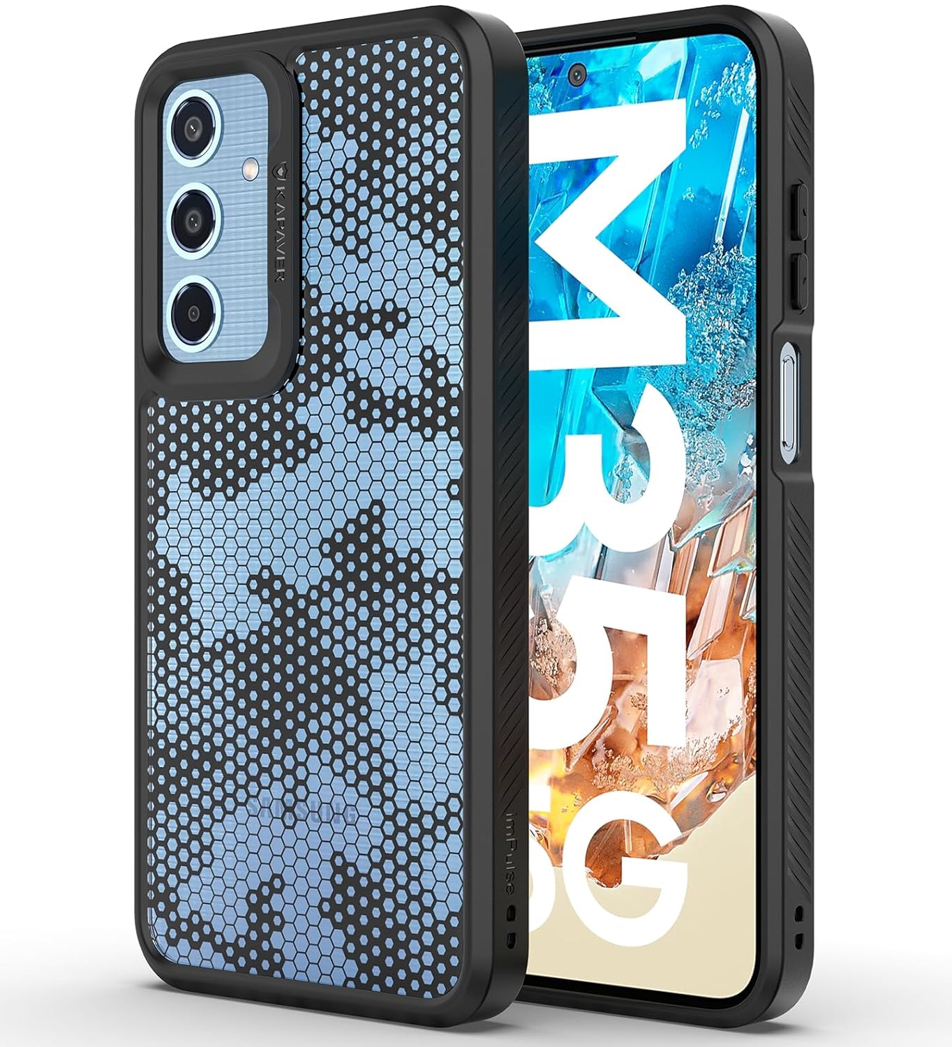 Samsung Galaxy M35 Back Cover Case | Dazzle - Honeycomb-Black