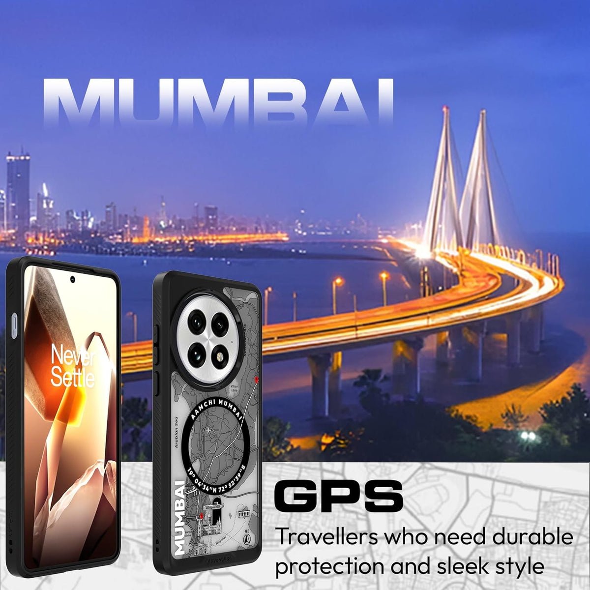 Oneplus 13 Back Best OnePlus 13 Back Cover Case | GPS Edition (Mumbai) Mag X - Black