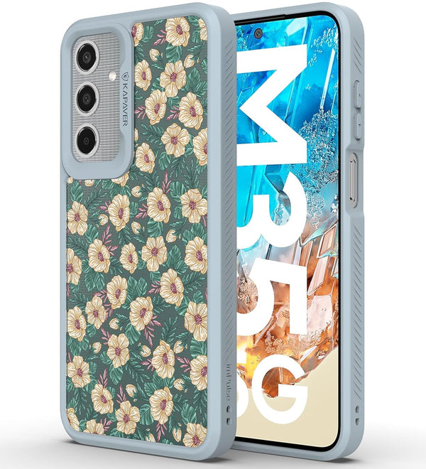 Samsung Galaxy M35 Back Cover Case | Floral Bloom-Gray