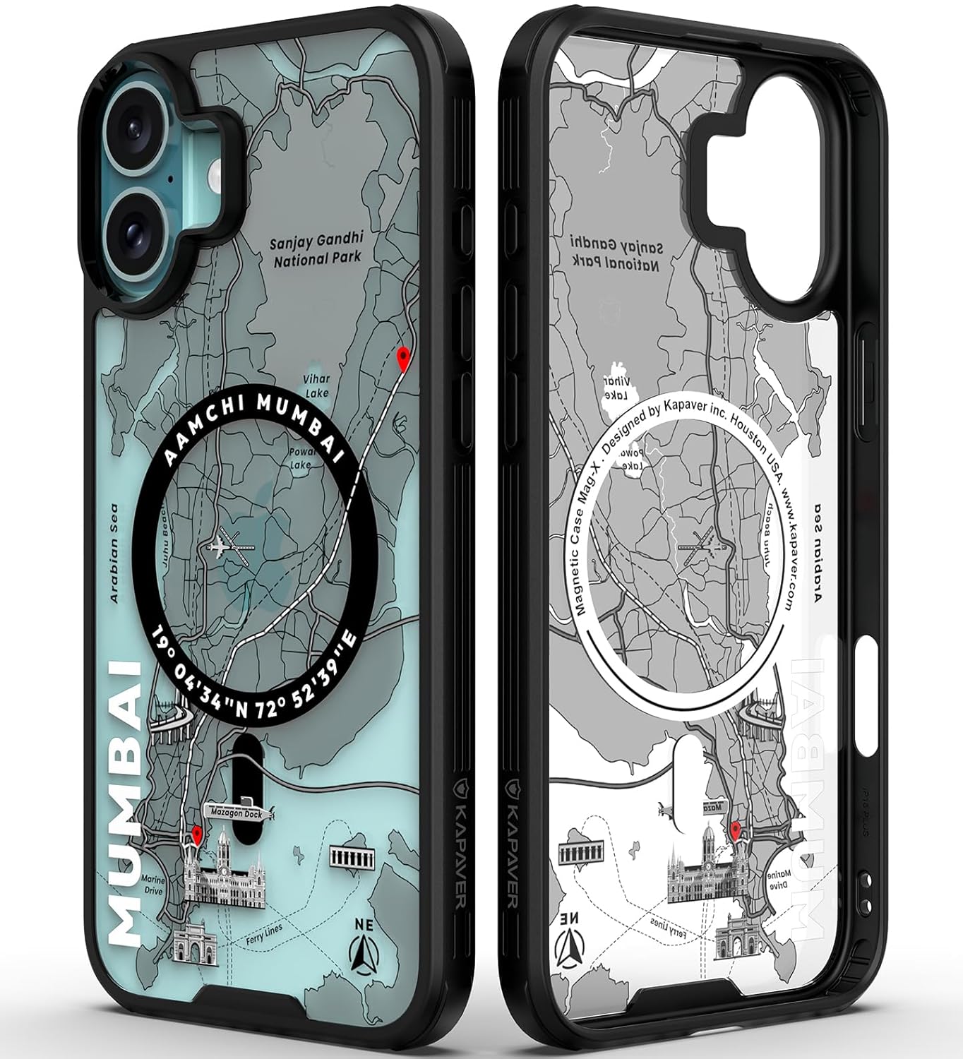 iPhone 16 Plus Back Cover Case | GPS Edition (Mumbai) Mag X - Black