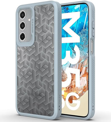 Samsung Galaxy M35 Back Cover Case | Stripe Cube - Gray