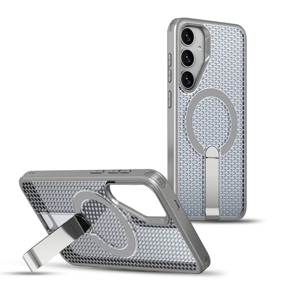 Samsung Galaxy S25 FE Back Cover Case | Mag X With Dotted Kick Stand - Gray