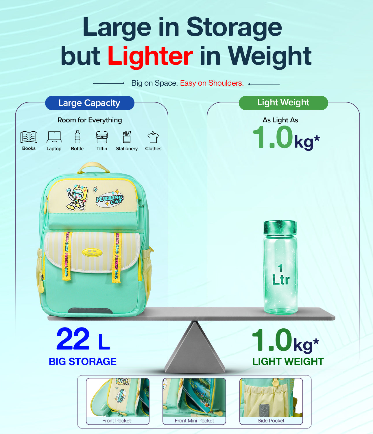 Lightweight school backpack