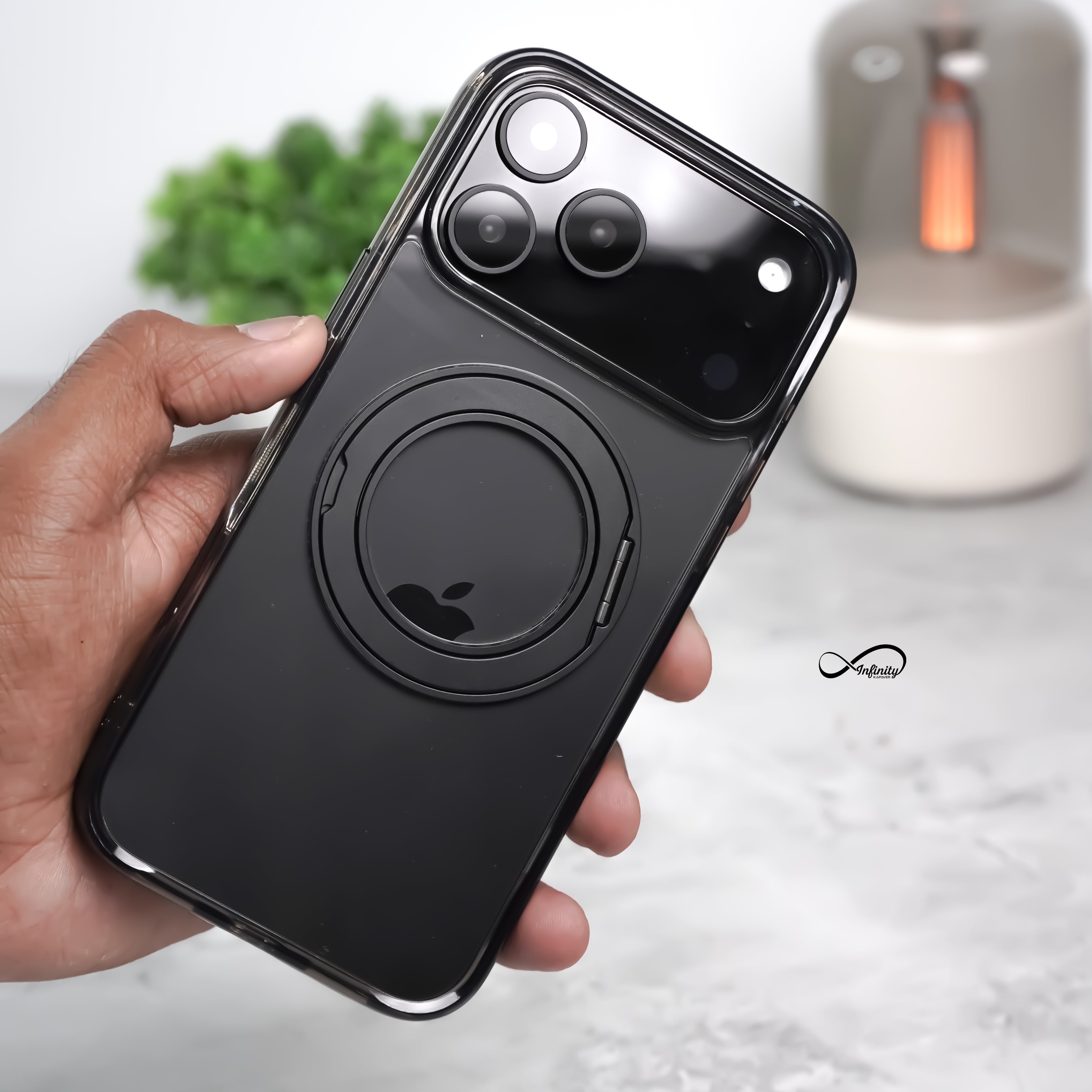 Best iPhone 17 Pro Max Back Cover Case | 360 Kickstand Mag-X - Clear Black
