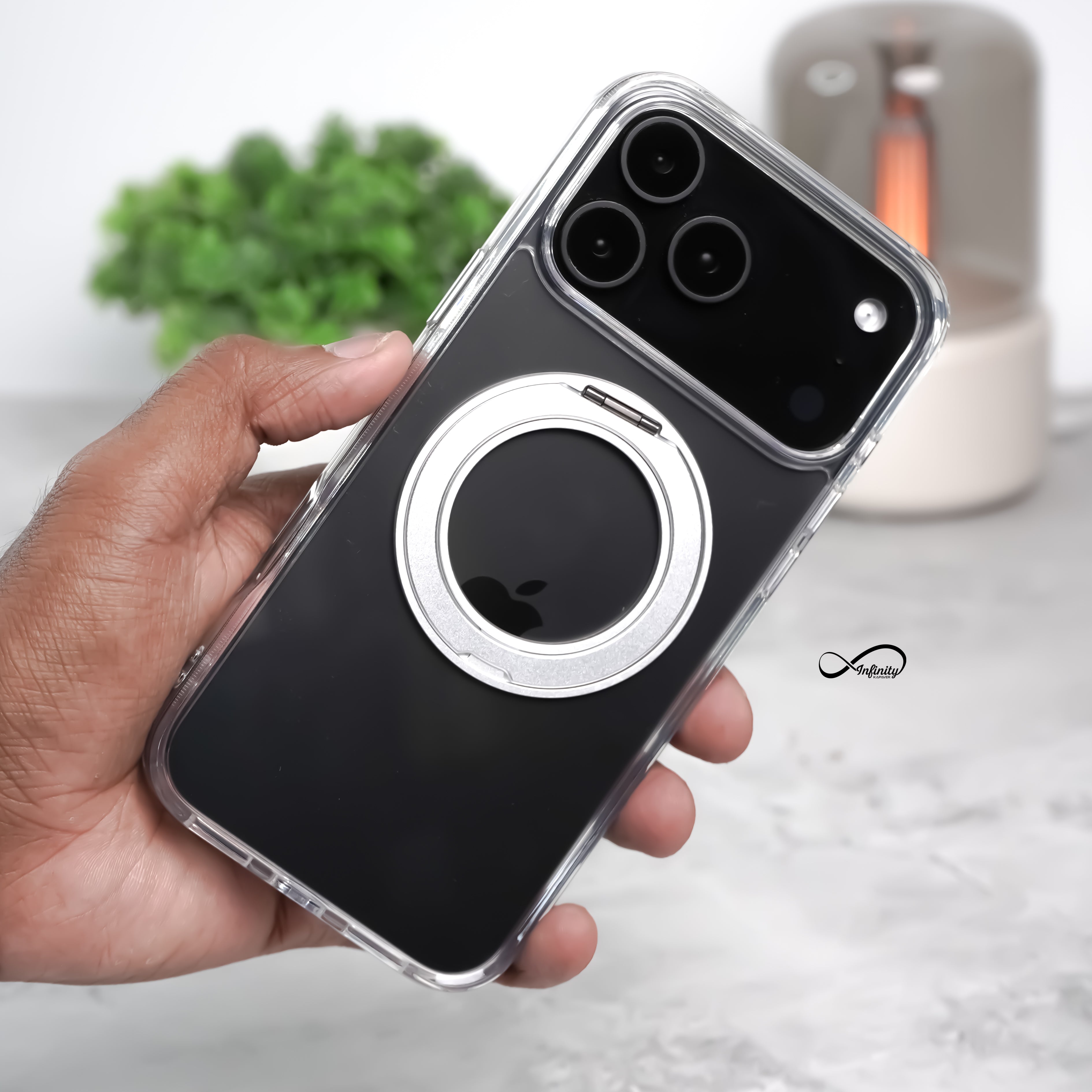 Best iPhone 17 Pro Max Back Cover Case | 360 Kickstand Mag-X - Clear