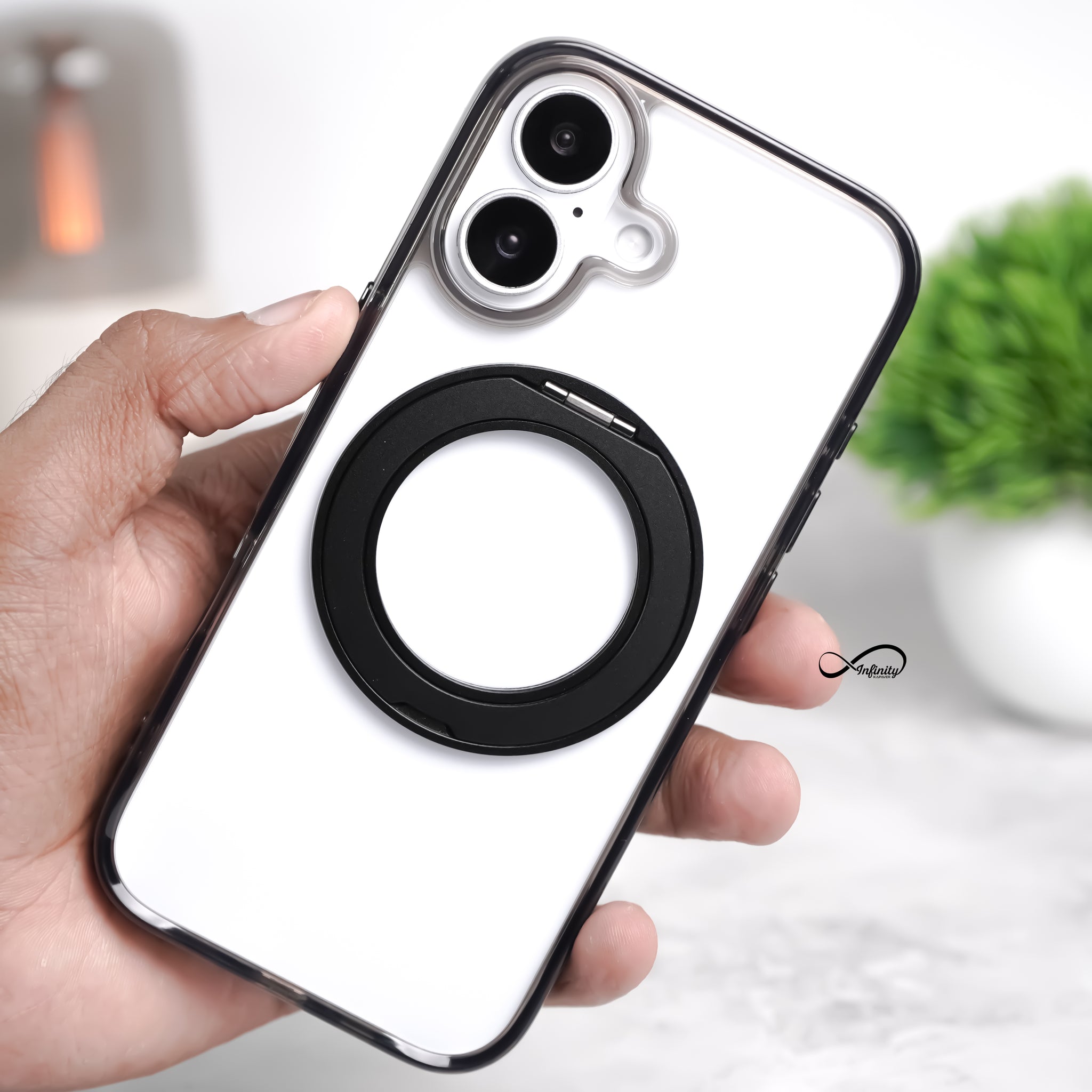 iPhone 17 Back Cover Case | 360 Kickstand Mag-X - Clear Black