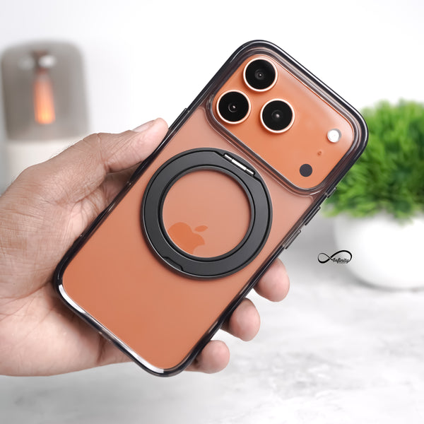 iPhone 17 Pro Back Cover Case | 360 Kickstand Mag-X - Clear Black