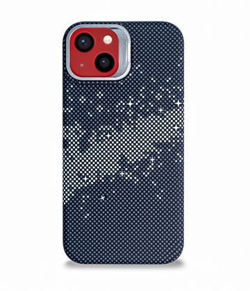 iPhone 14 Back Cover Case | Carbon Fiber Kickstand Mag-X - Galaxy Black