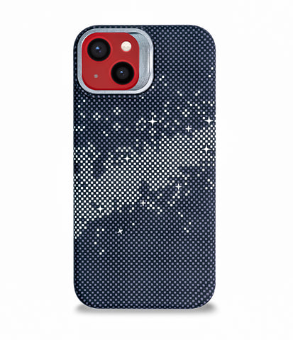 iPhone 14 Back Cover Case | Carbon Fiber Kickstand Mag-X - Galaxy Black