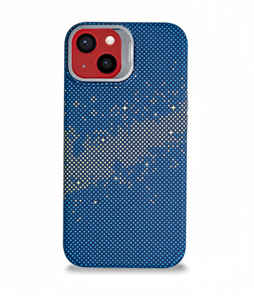iPhone 13 Back Cover Case | Carbon Fiber Kickstand Mag-X - Galaxy Blue