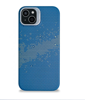 iPhone 15 Plus Back Cover Case | Carbon Fiber Kickstand Mag-X - Galaxy Blue