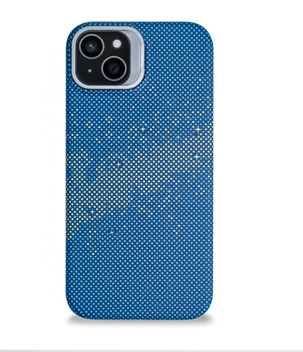 iPhone 15 Plus Back Cover Case | Carbon Fiber Kickstand Mag-X - Galaxy Blue
