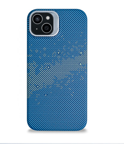 iPhone 15 Plus Back Cover Case | Carbon Fiber Kickstand Mag-X - Galaxy Blue