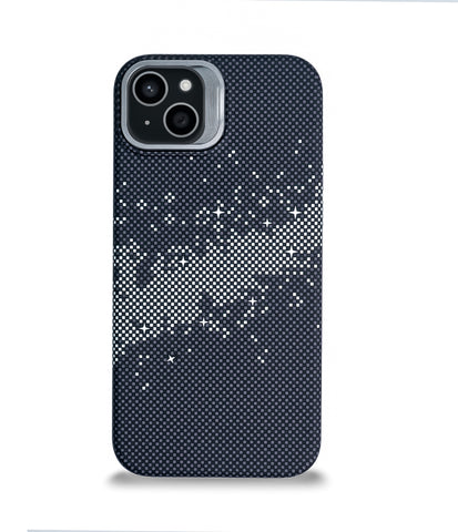 iPhone 15 Plus Back Cover Case | Carbon Fiber Kickstand Mag-X - Galaxy Black