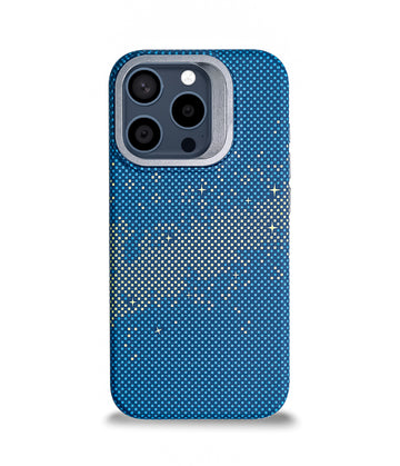 iPhone 15 Pro Back Cover Case | Carbon Fiber Kickstand Mag-X - Galaxy Blue