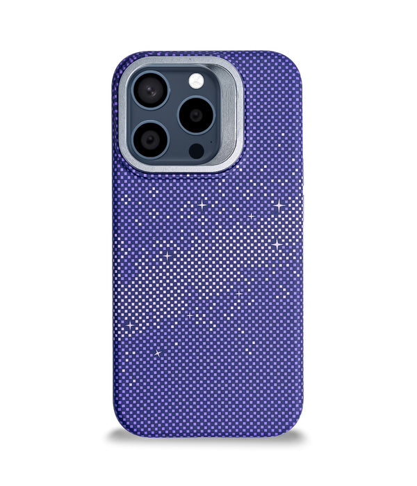iPhone 15 Pro Back Cover Case | Carbon Fiber Kickstand Mag-X - Galaxy Purple