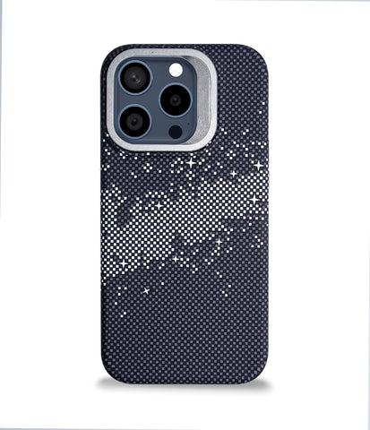 iPhone 15 Pro Back Cover Case | Carbon Fiber Kickstand Mag-X - Galaxy Black