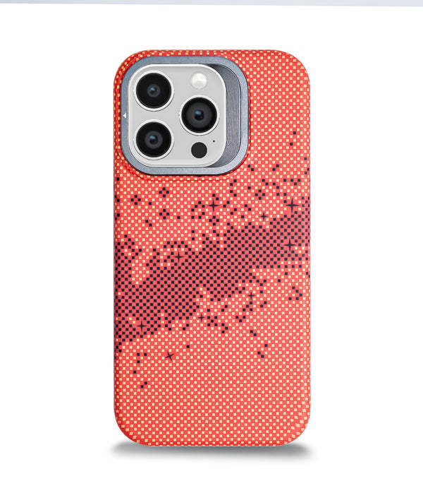 iPhone 14 Pro Back Cover Case | Carbon Fiber Kickstand Mag-X - Galaxy Orange