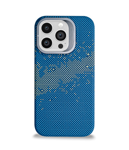 iPhone 14 Pro Back Cover Case | Carbon Fiber Kickstand Mag-X - Galaxy Blue