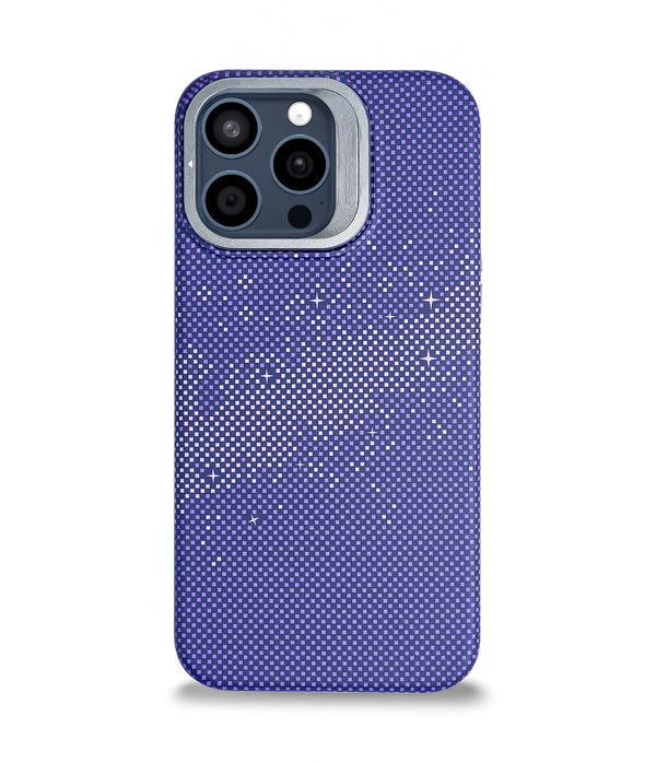 iPhone 15 Pro Max Back Cover Case | Carbon Fiber Kickstand Mag-X - Galaxy Purple