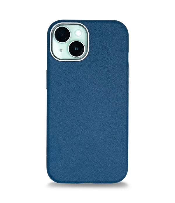 iPhone 15 Back Cover Case | PU Leather Mag-X - Blue