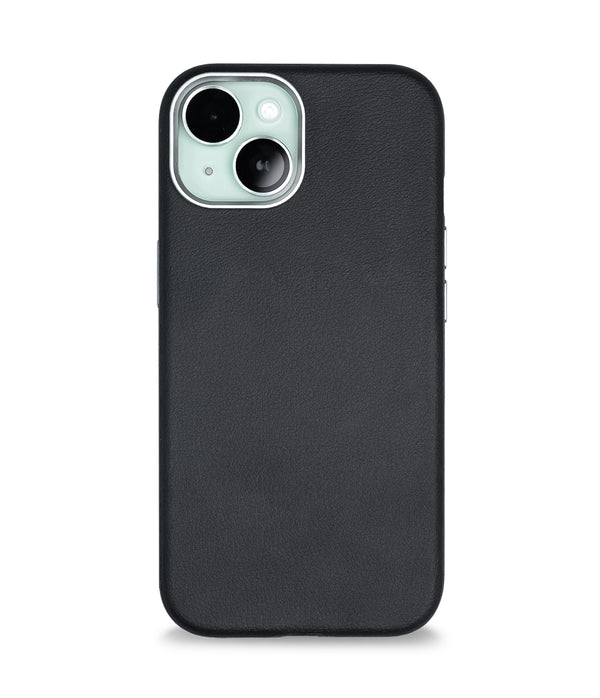 iPhone 15 Back Cover Case | PU Leather Mag-X - Black