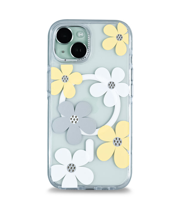iPhone 15 Back Cover Case | Floral Case Mag-X - Yellow