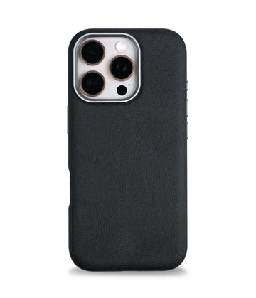 iPhone 16 Pro Max Back Cover Case | PU Leather Mag-X - Black
