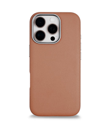 iPhone 16 Pro Back Cover Case | PU Leather Mag-X - Brown