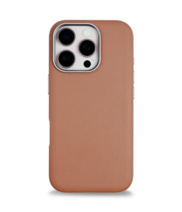 iPhone 16 Pro Max Back Cover Case | PU Leather Mag-X - Brown