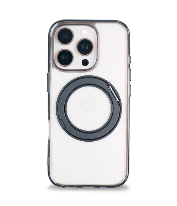 iPhone 16 Pro Max Back Cover Case | 360 Kickstand Mag-X - Clear Black