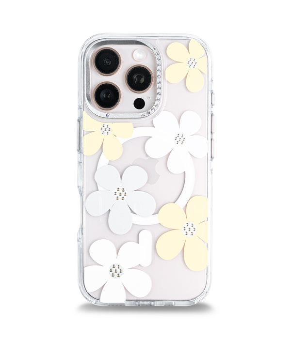 iPhone 16 Pro Back Cover Case | Floral Case Mag-X - Yellow