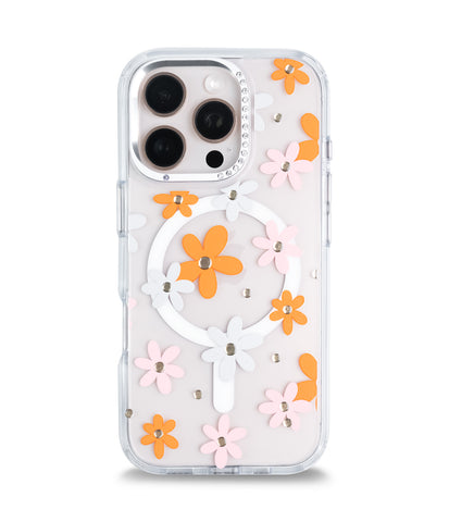iPhone 16 Pro Back Cover Case | Floral Case Mag-X - Orange