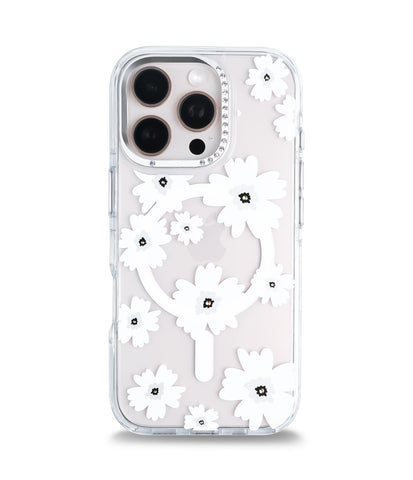 iPhone 16 Pro Back Cover Case | Floral Case Mag-X - White