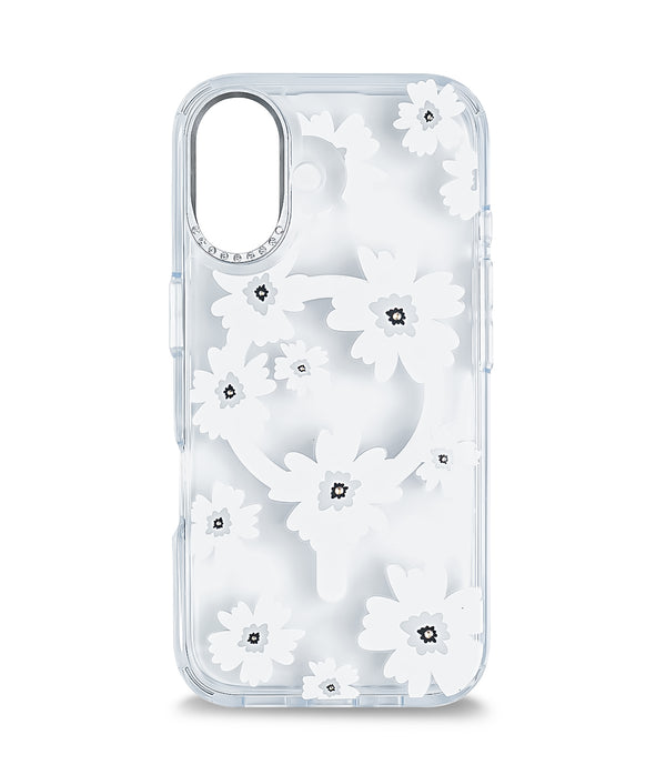 iPhone 16 Back Cover Case | Floral Case Mag-X - White
