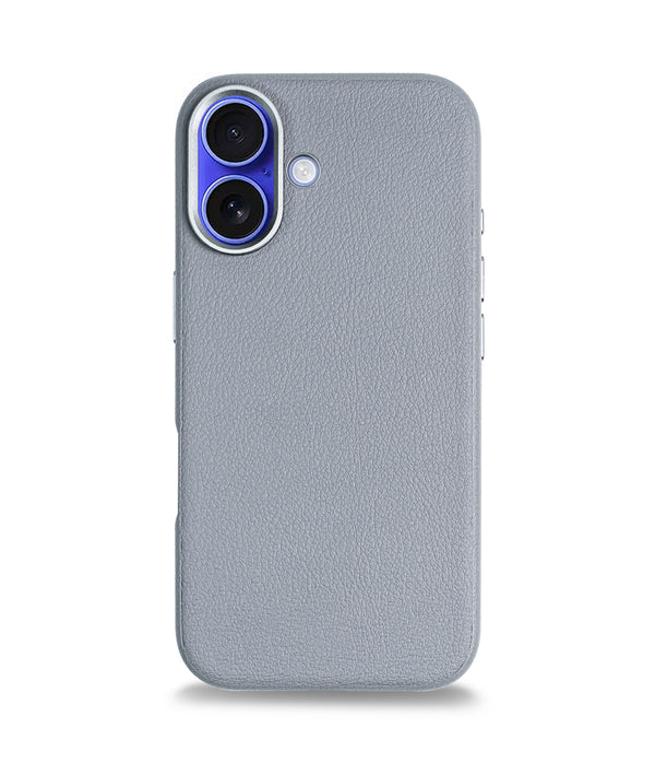iPhone 16 Back Cover Case | PU Leather Mag-X - Gray